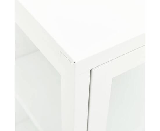 Servantă, alb, 105x35x70 cm, oțel și sticlă, 4 image