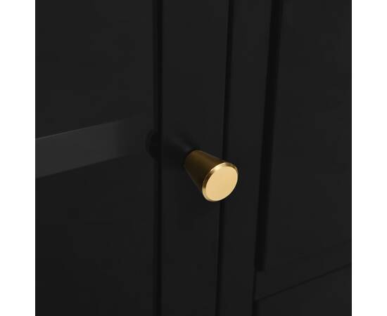 Servantă, negru, 105x35x70 cm, oțel și sticlă securizată, 3 image