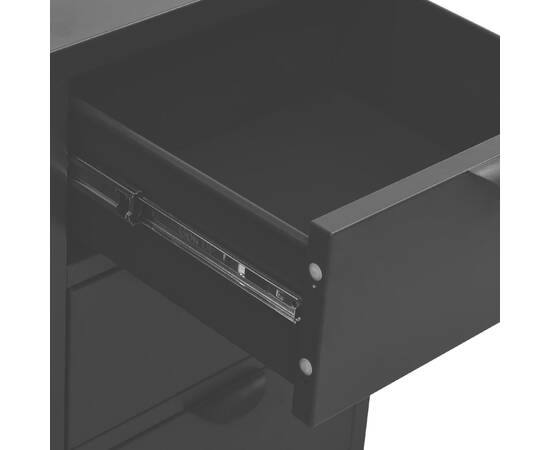 Servantă, negru, 75x35x70 cm, oțel și sticlă securizată, 8 image