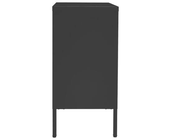 Servantă, negru, 75x35x70 cm, oțel și sticlă securizată, 5 image