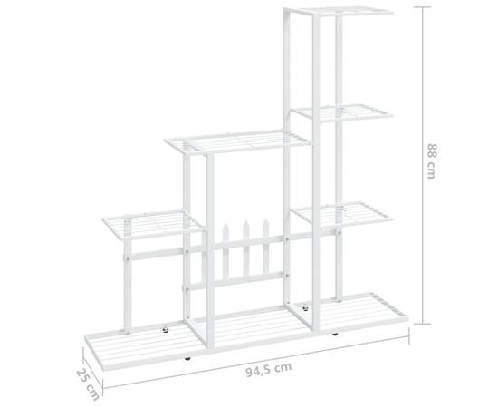 Suport pentru flori, 94,5x25x88 cm, alb, metal, 7 image