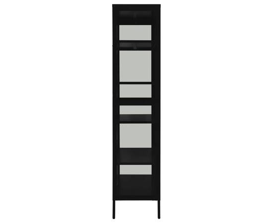 Vitrină, negru, 90x40x180 cm, oțel și sticlă securizată, 5 image