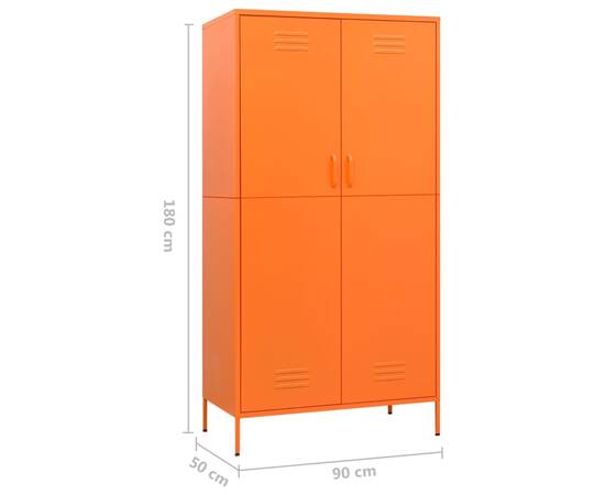 Șifonier, portocaliu, 90x50x180 cm oțel, 10 image