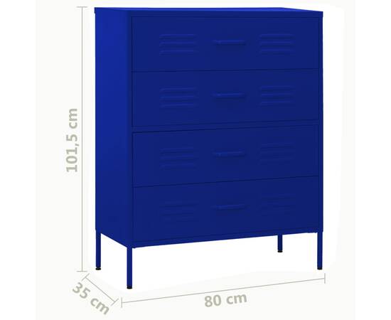 Comodă cu sertare, bleumarin, 80x35x101,5 cm, oțel, 10 image