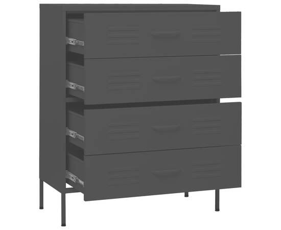 Comodă cu sertare, negru, 80x35x101,5 cm, oțel, 8 image