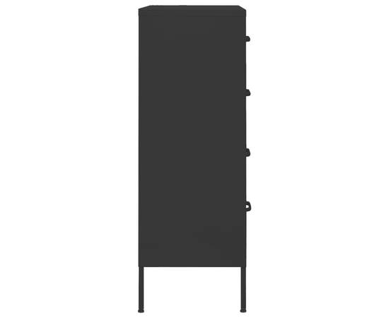 Comodă cu sertare, negru, 80x35x101,5 cm, oțel, 6 image