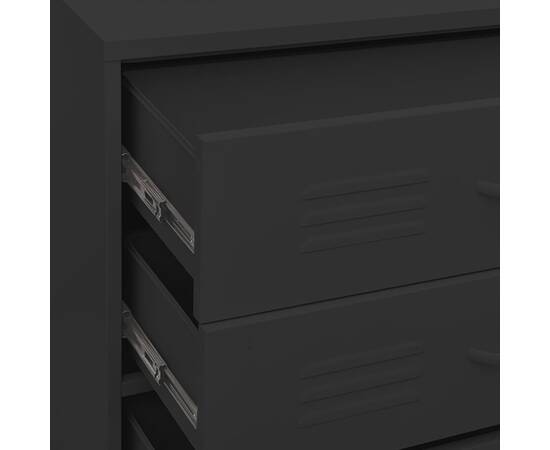 Comodă cu sertare, negru, 80x35x101,5 cm, oțel, 4 image