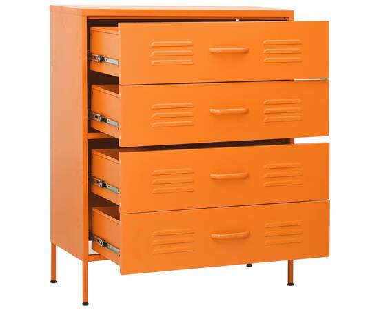 Comodă cu sertare, portocaliu, 80x35x101,5 cm, oțel, 9 image