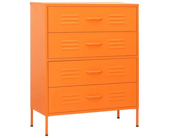 Comodă cu sertare, portocaliu, 80x35x101,5 cm, oțel, 2 image