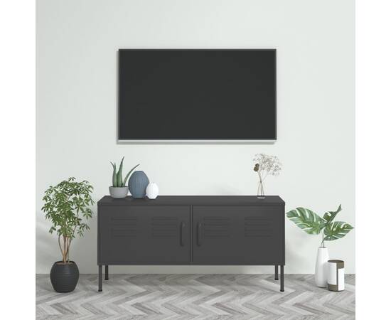 Comodă tv, antracit, 105x35x50 cm, oțel