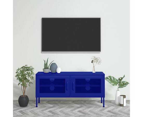 Comodă tv, bleumarin, 105x35x50 cm, oțel