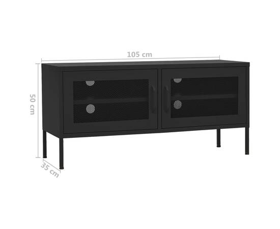 Comodă tv, negru, 105x35x50 cm, oțel, 9 image