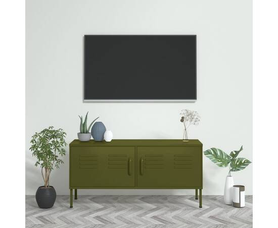 Comodă tv, verde măsliniu, 105x35x50 cm, oțel