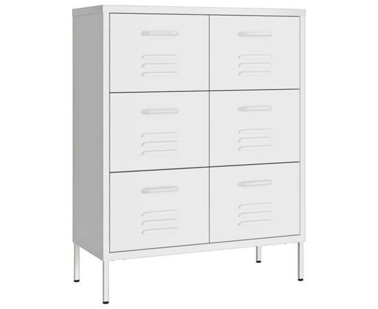 Dulap cu sertare, alb, 80x35x101,5 cm, oțel, 2 image
