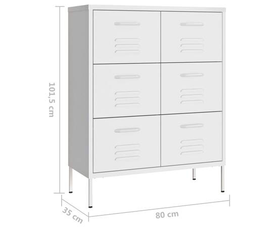 Dulap cu sertare, alb, 80x35x101,5 cm, oțel, 9 image