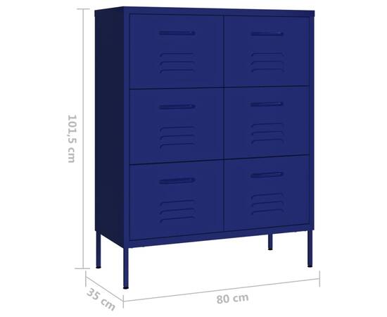 Dulap cu sertare, bleumarin, 80x35x101,5 cm, oțel, 9 image