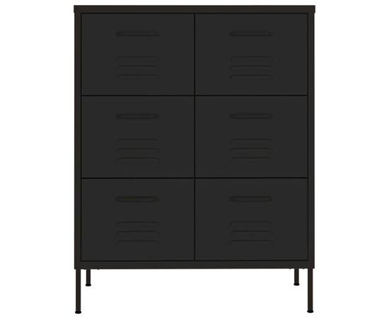 Dulap cu sertare, negru, 80x35x101,5 cm, oțel, 4 image