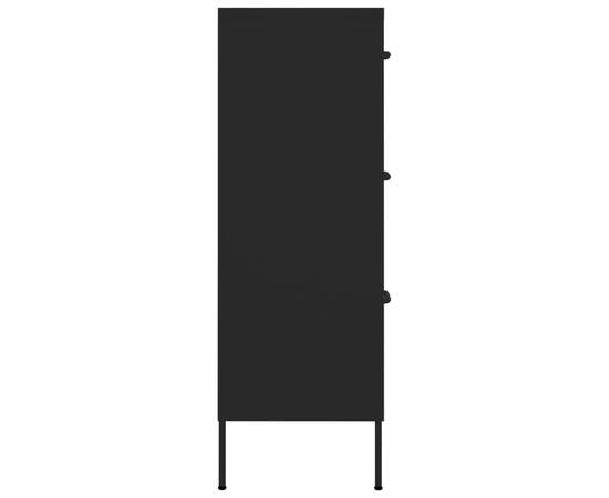 Dulap cu sertare, negru, 80x35x101,5 cm, oțel, 5 image