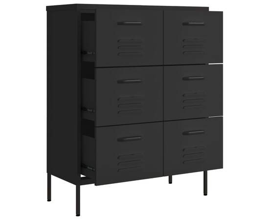 Dulap cu sertare, negru, 80x35x101,5 cm, oțel, 7 image