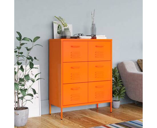 Dulap cu sertare, portocaliu, 80x35x101,5 cm, oțel