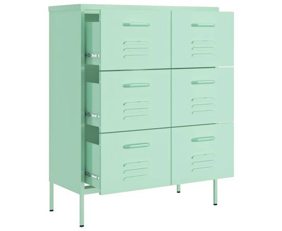 Dulap cu sertare, verde mentă, 80x35x101,5 cm, oțel, 7 image