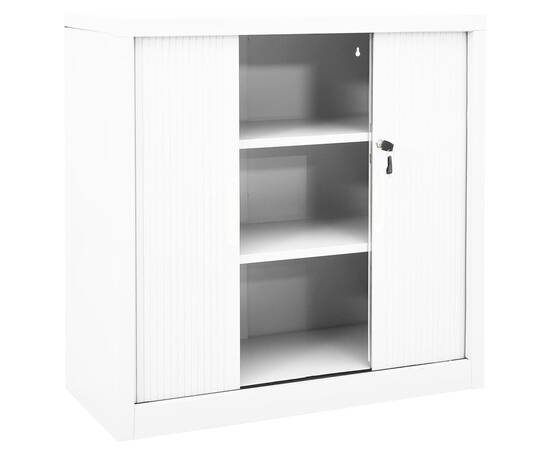 Dulap cu ușă glisantă, alb, 90x40x90 cm, oțel, 7 image