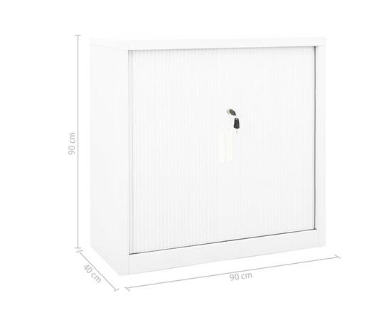 Dulap cu ușă glisantă, alb, 90x40x90 cm, oțel, 9 image