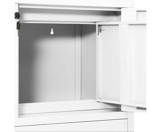 Dulap de birou, alb, 90x40x102 cm, oțel, 8 image