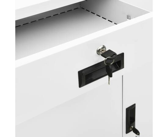 Dulap de birou, alb, 90x40x102 cm, oțel, 3 image