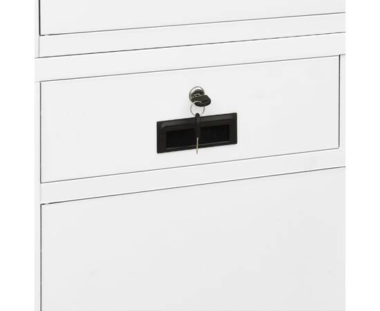 Dulap de birou, alb, 90x40x180 cm, oțel/sticlă securizată, 4 image