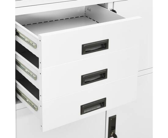 Dulap de birou, alb, 90x40x180 cm, oțel, 2 image