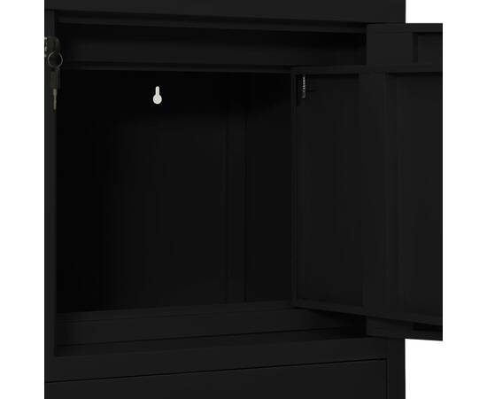Dulap de birou, negru, 90x40x102 cm, oțel, 8 image
