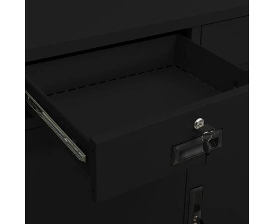 Dulap de birou, negru, 90x40x102 cm, oțel, 5 image
