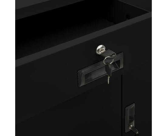 Dulap de birou, negru, 90x40x102 cm, oțel, 3 image