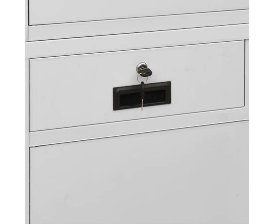 Dulap de birou gri deschis 90x40x180 cm oțel/sticlă securizată, 4 image