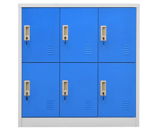 Dulap vestiar, gri deschis și albastru, 90x45x92,5 cm, oțel, 3 image