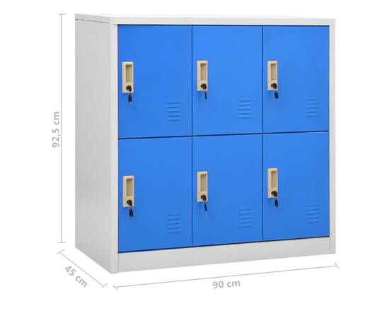 Dulap vestiar, gri deschis și albastru, 90x45x92,5 cm, oțel, 8 image