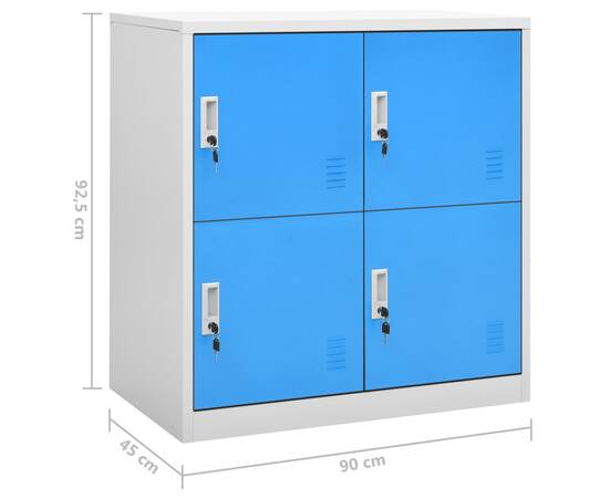 Dulap vestiar, gri deschis și albastru, 90x45x92,5 cm, oțel, 7 image
