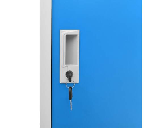 Dulap vestiar, gri deschis și albastru, 90x45x92,5 cm, oțel, 6 image