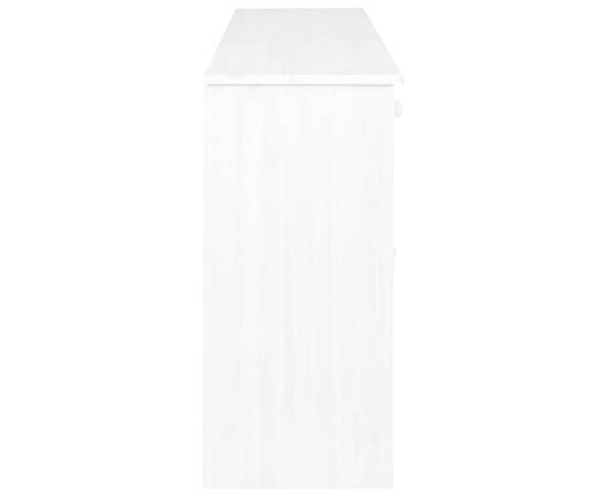 Servantă cu 6 sertare, alb, 113x35x73 cm, lemn masiv de pin, 5 image