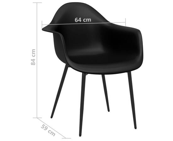 Scaune de masă, 2 buc., negru, pp, 7 image