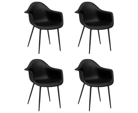 Scaune de masă, 4 buc., negru, pp, 2 image
