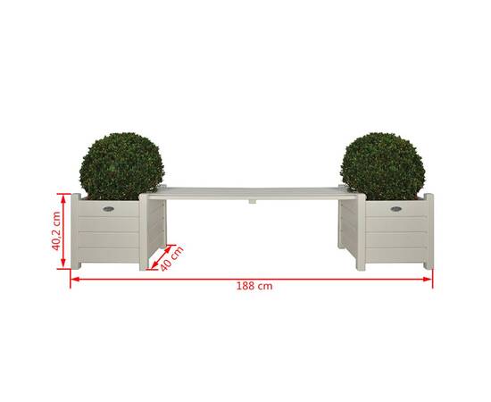 Esschert jardiniere cu bancă tip pod, alb, cf33w, 3 image