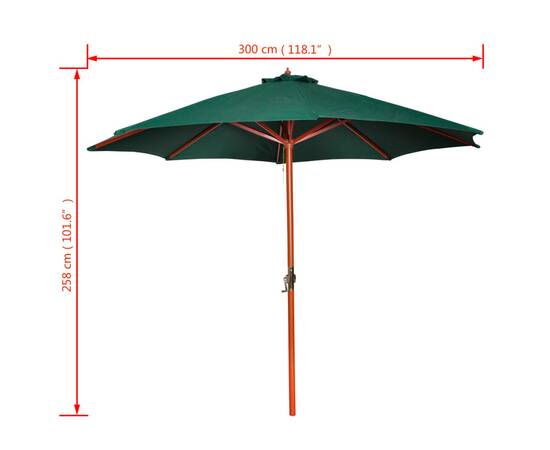 Umbrelă de soare, verde, 258 cm, 7 image
