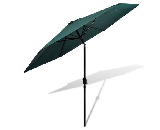 Umbrelă de soare cu stâlp din oțel 3 m, verde, 2 image