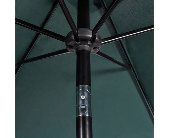 Umbrelă de soare cu stâlp din oțel 3 m, verde, 4 image