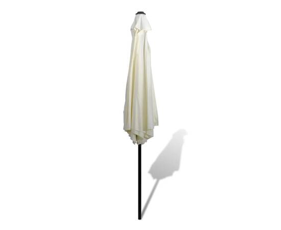 Umbrelă de soare cu stâlp din oțel 3m, alb nisipiu, 3 image