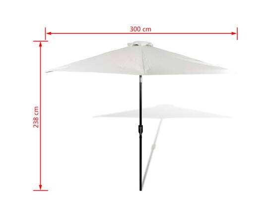 Umbrelă de soare cu stâlp din oțel 3m, alb nisipiu, 6 image