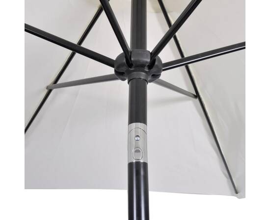 Umbrelă de soare cu stâlp din oțel 3m, alb nisipiu, 4 image