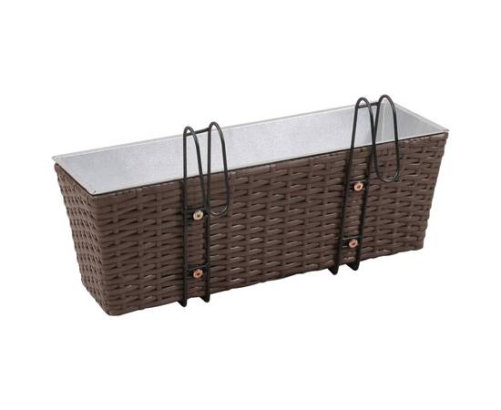 Jardinieră din ratan pentru balcon, 50 cm, 2 buc, maro, 4 image